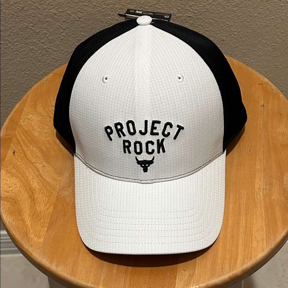 Under Armour Project Rock White and Black Hat